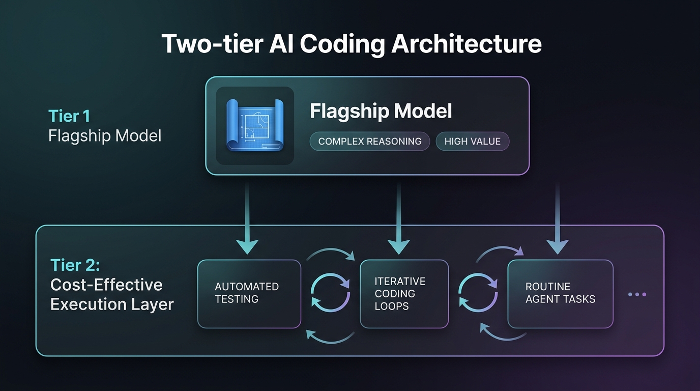 Two-tier AI Coding Architecture 인포그래픽